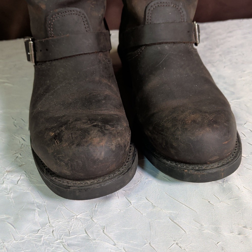 Vintage Frye Engineer Harness Boots Mens 10M Brown Leather Motorcycle Riding USA - Picture 3 of 13